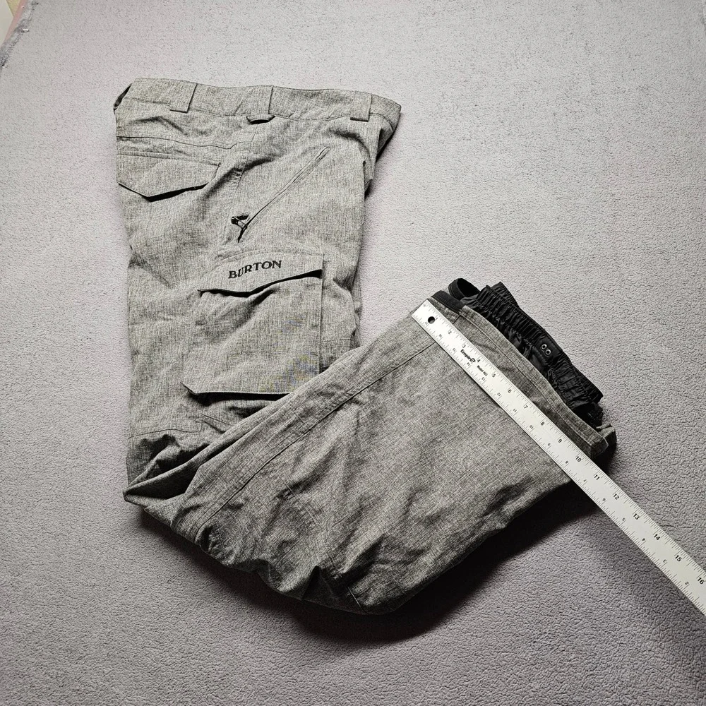 Burton DRYRIDE Snowboard Cargo Pants Mens LT Gray Heather Mesh Lined Waterproof